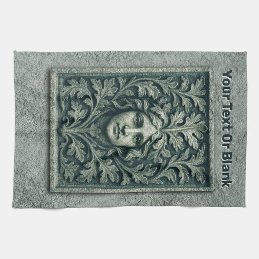 Groene vrouw - Stone Theedoek (Horizontaal)