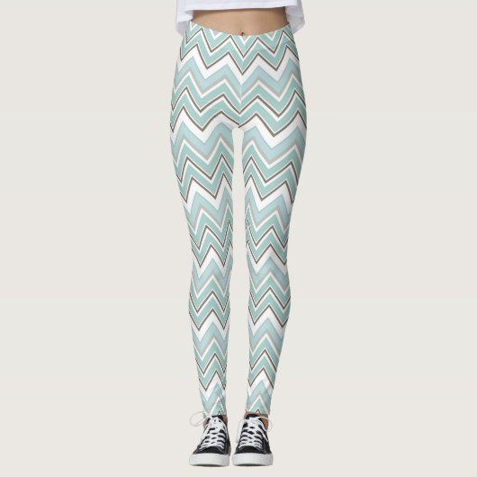 Groene Vrouwen Chevron Mint Groene Leggings (Voorkant)