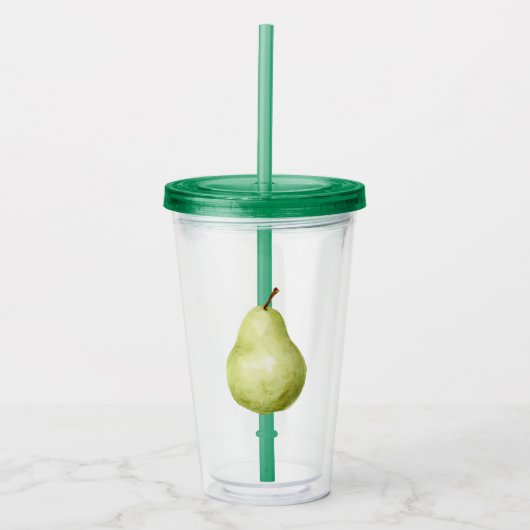 Groene Vrucht Peer Acryl Drinkbeker (Voorkant)