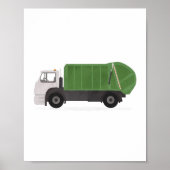 Groene vuilniswagen jongens slaapkamer decor poster (Voorkant)