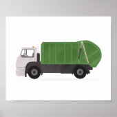 Groene vuilniswagen jongensslaapkamerdecoratie poster (Voorkant)