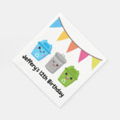 Groene vuilniswagen - Kind jarig Servet (Hoek)