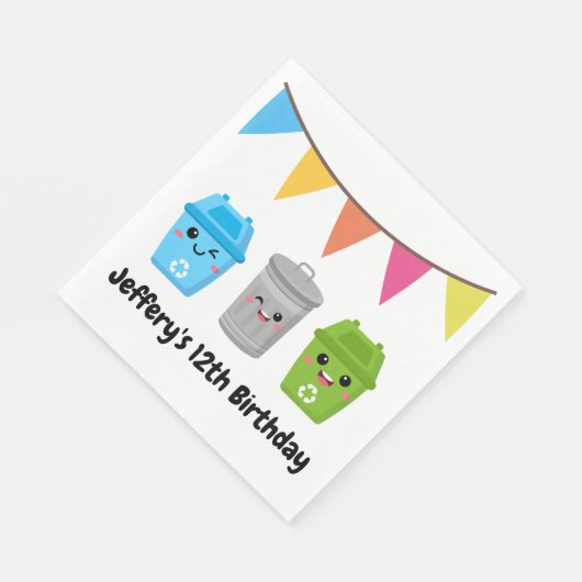 Groene vuilniswagen - Kind jarig Servet (Hoek)