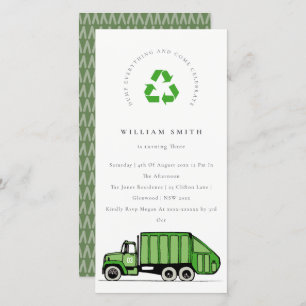 Groene vuilniswagen Kinder elke zondag uitnodigen Bedankkaart
