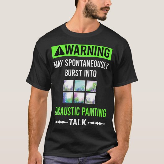 Groene Waarschuwings Encaustic Schildering T-shirt (Voorkant)