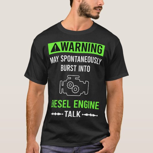 groene waarschuwingsdieselmotor t-shirt (Voorkant)