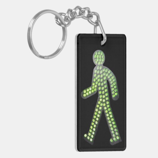 Groene "WALK"-verkeerslichtfiguur Sleutelhanger (Voorkant Links)