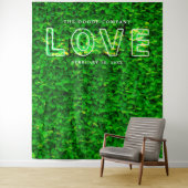 Groene Wall Love Neon Sign Weddenschap Achtergrond Wandkleed (In situ)