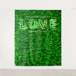Groene Wall Love Neon Sign Weddenschap Achtergrond Wandkleed