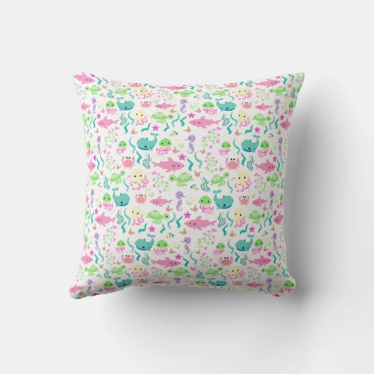 Groene walvis Octopus Ocean Beach Water Baby | KIN Kussen (Achterkant)