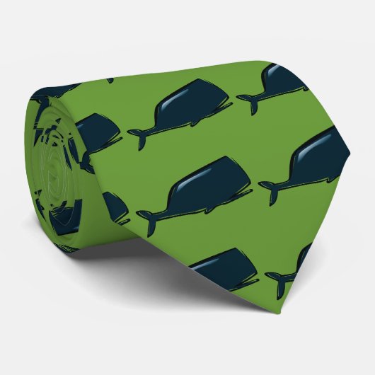 Groene walvis stropdas (Opgerold)