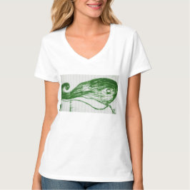 groene walvis tekening manga anime cartoon t-shirt