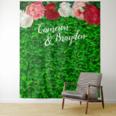 Groene Wand Tuin Bloemen Trouwfeest Achtergrond Wandkleed (In situ)