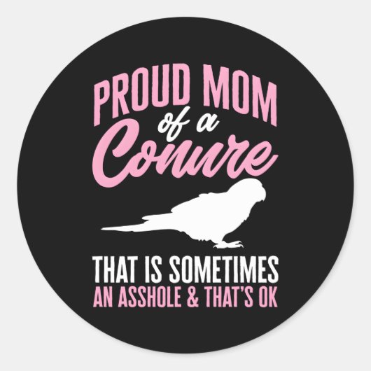 Groene Wang Conure Moeder Papegaai Vogel Zon Conur Ronde Sticker (Voorkant)