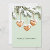 Groene Warme Crème Karamel Hartjes Kerstboom Kaart (Voorkant)