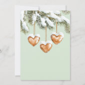 Groene Warme Crème Karamel Hartjes Kerstboom Kaart (Achterkant)