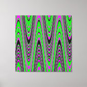 Groene warmroze zwarte moderne geometrische golf canvas afdruk (Voorkant)