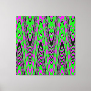 Groene warmroze zwarte moderne geometrische golf canvas afdruk