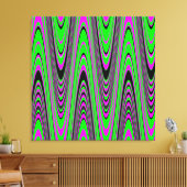 Groene warmroze zwarte moderne geometrische golf canvas afdruk (Insitu (Woonkamer))