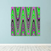 Groene warmroze zwarte moderne geometrische golf canvas afdruk (Insitu (Houten vloer))