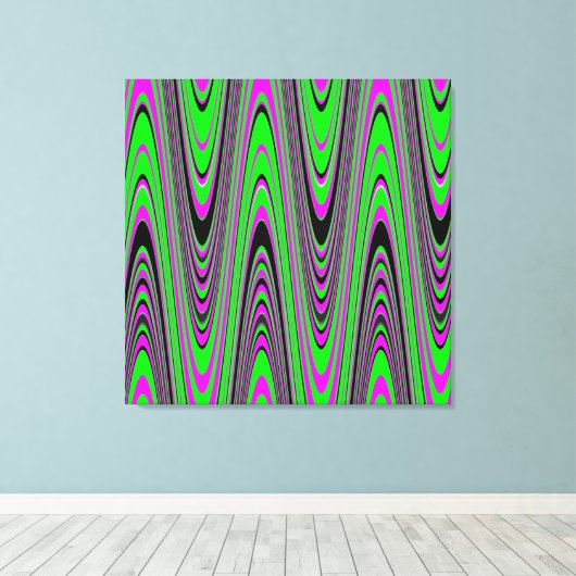 Groene warmroze zwarte moderne geometrische golf canvas afdruk (Insitu (Houten vloer))