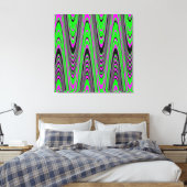 Groene warmroze zwarte moderne geometrische golf canvas afdruk (Insitu (Slaapkamer))