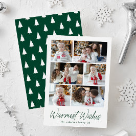Groene 'Warmste Wensen' Script 6 Foto Collage Feestdagenkaart