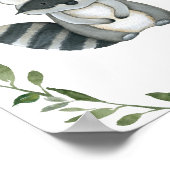 Groene Wasbeer Bosdieren Kinderkamer Muur Kunst Poster (Hoek)