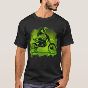 Groene Water Kleur Dirt Bike T-shirt