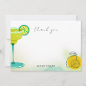Groene Watercolor Margarita Lime Bruiloftsfeest Bedankkaart (Voorkant)