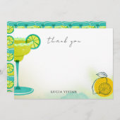Groene Watercolor Margarita Lime Bruiloftsfeest Bedankkaart (Voorkant / Achterkant)