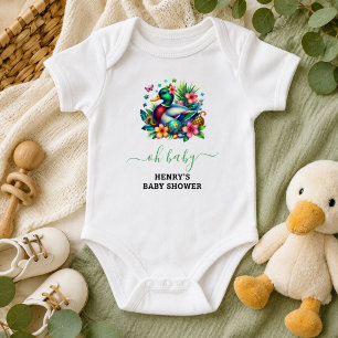 groene Watercolor One Lucky Duck Jongen 1e Verjaar Romper