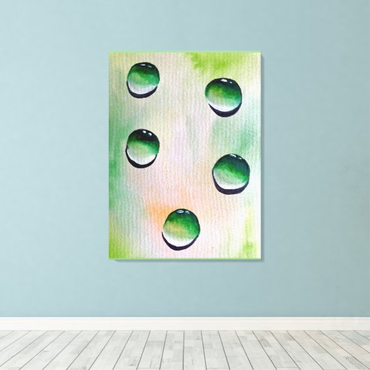 Groene waterdruppelkunst canvas afdruk (Insitu (Houten vloer))