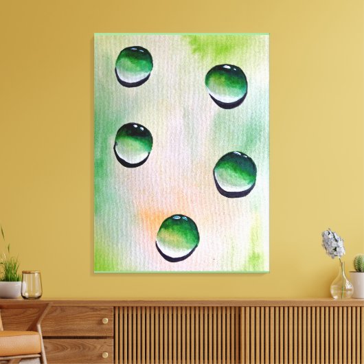 Groene waterdruppelkunst canvas afdruk (Insitu (Woonkamer))