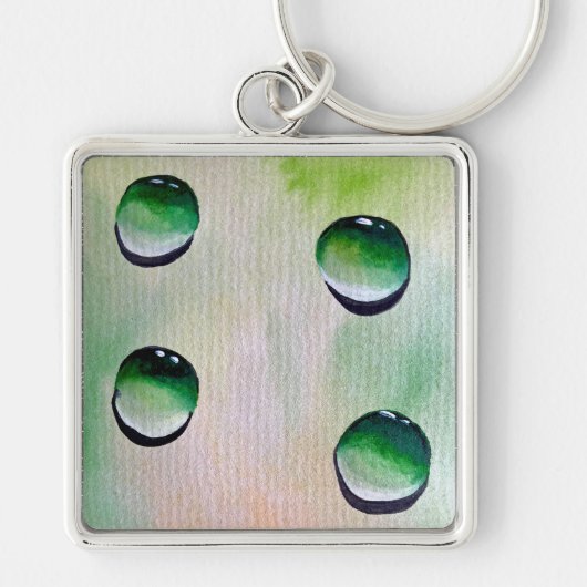 Groene waterdruppelkunst sleutelhanger (Voorkant)