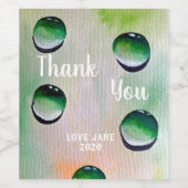 Groene waterdruppelkunst wijn etiket (Enkel label)