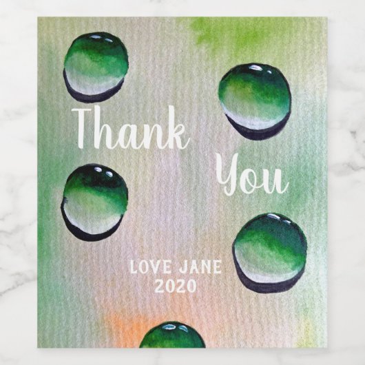 Groene waterdruppelkunst wijn etiket (Enkel label)