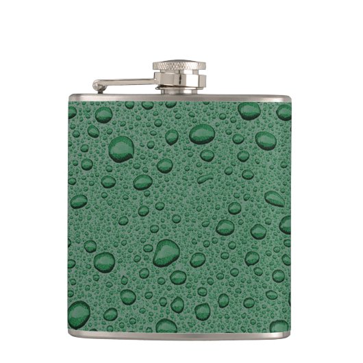 Groene waterdruppels heupfles (Voorkant)