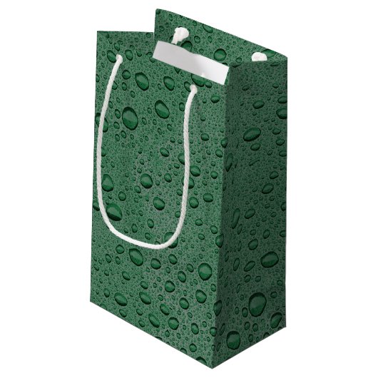 Groene waterdruppels klein cadeauzakje (Achterkant Gekanteld)