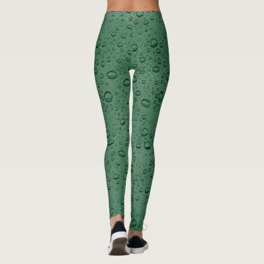 Groene waterdruppels leggings (Achterkant)