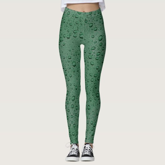 Groene waterdruppels leggings (Voorkant)