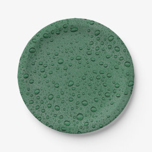 Groene waterdruppels papieren bordje