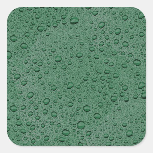 Groene waterdruppels vierkante sticker (Voorkant)
