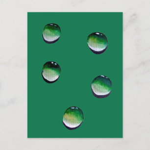 Groene waterdruppels, waterkunst briefkaart
