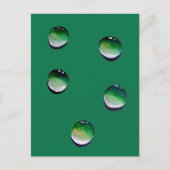 Groene waterdruppels, waterkunst briefkaart (Voorkant)