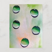 Groene waterdruppels, waterkunst briefkaart (Voorkant)