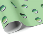 Groene waterdruppels, waterkunst cadeaupapier (Rol Hoek)