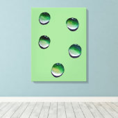 Groene waterdruppels, waterkunst canvas afdruk (Insitu (Houten vloer))