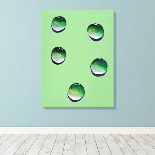 Groene waterdruppels, waterkunst canvas afdruk (Insitu (Houten vloer))