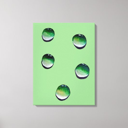 Groene waterdruppels, waterkunst canvas afdruk (Voorkant)
